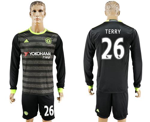 Chelsea #26 Terry Sec Away Long Sleeves Soccer Club Jersey - Click Image to Close